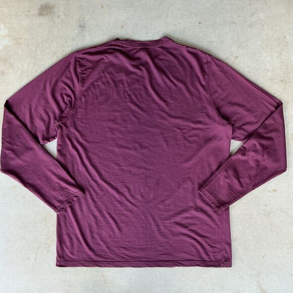 Ibex Merino Shirt Mens Merino Wool Base Layer sz L  Long Sleeve Maroon Crew Neck - Picture 3 of 5